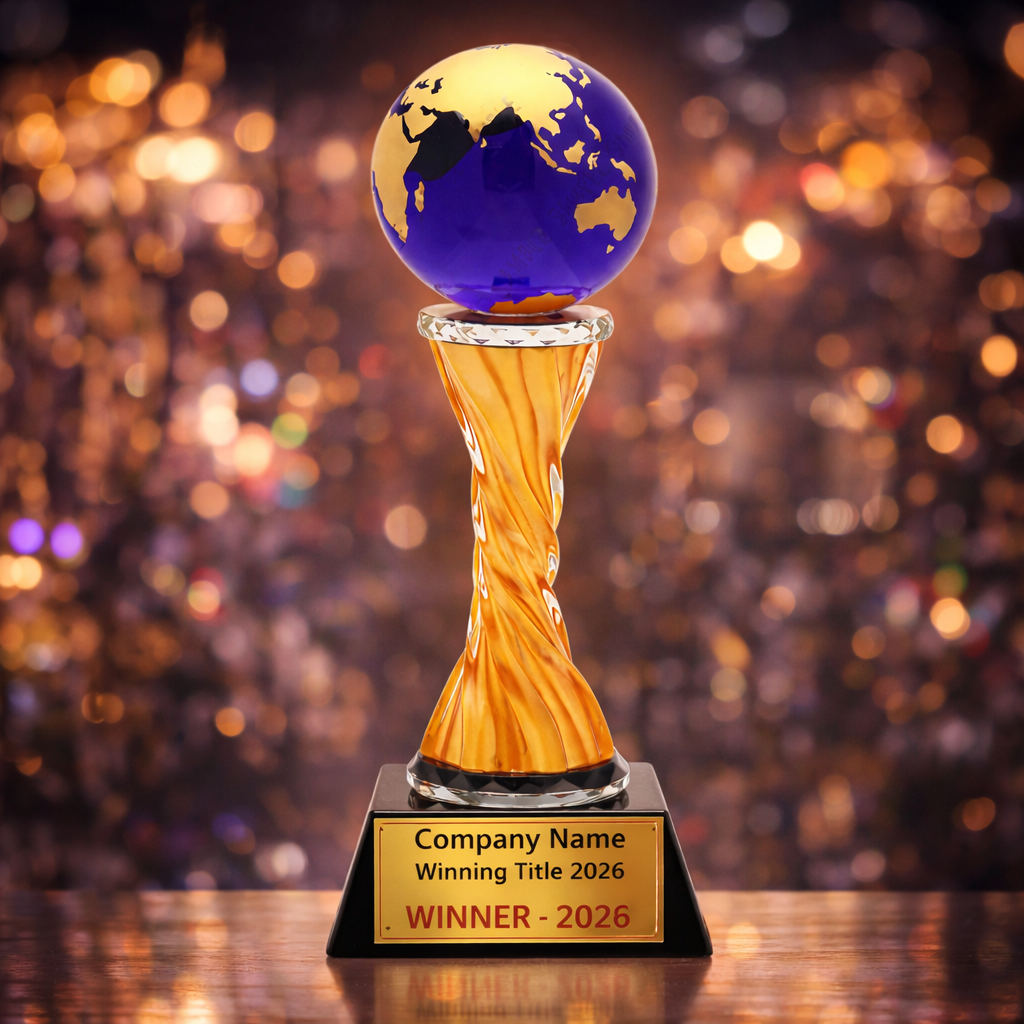 World GM Awards crystal globe trophy for Business Awards